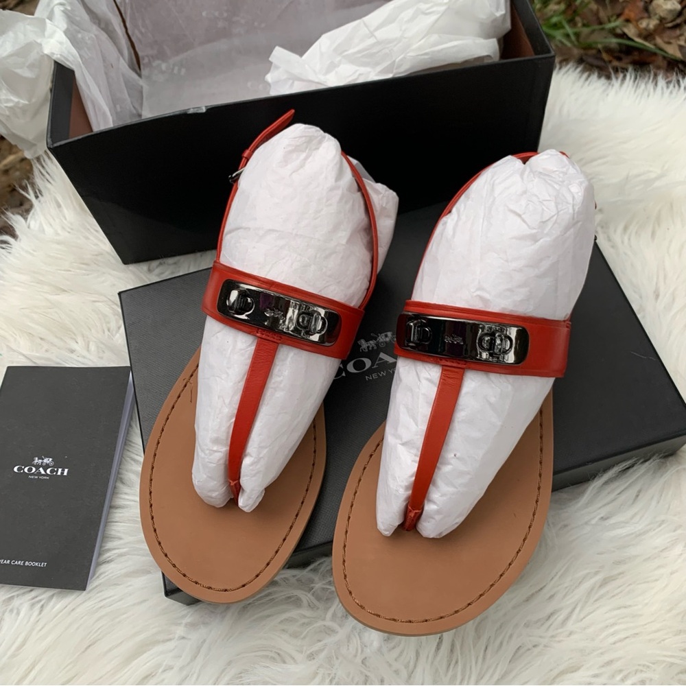 Coach Gracie Semi Matte Calf Women's Carmine Sandals Size 5.5